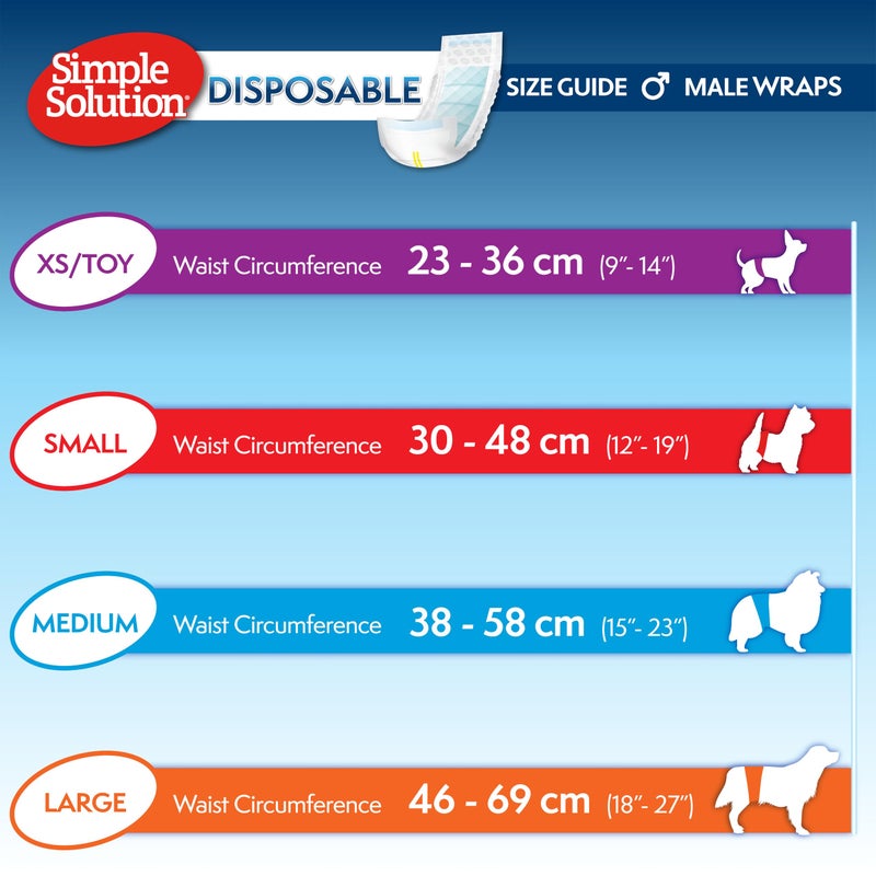 Simple Solution Disposable Wraps for Male Dogs, Dog Diapers, Male Dog Wraps, Leak Proof with Wetness Indicator, Potty Training, Doggie Diaper for Incontinence, 15 â€“ 23 Inch Waist, (M,12 Count) - Image 3